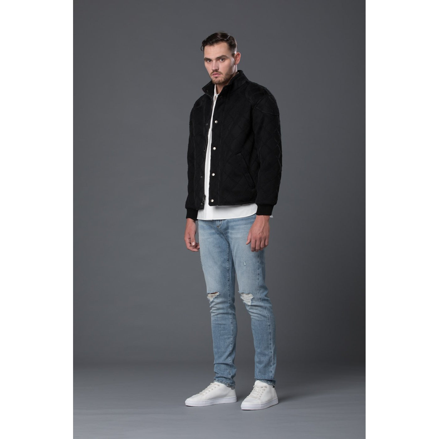 Black Moto Bomber Jacket