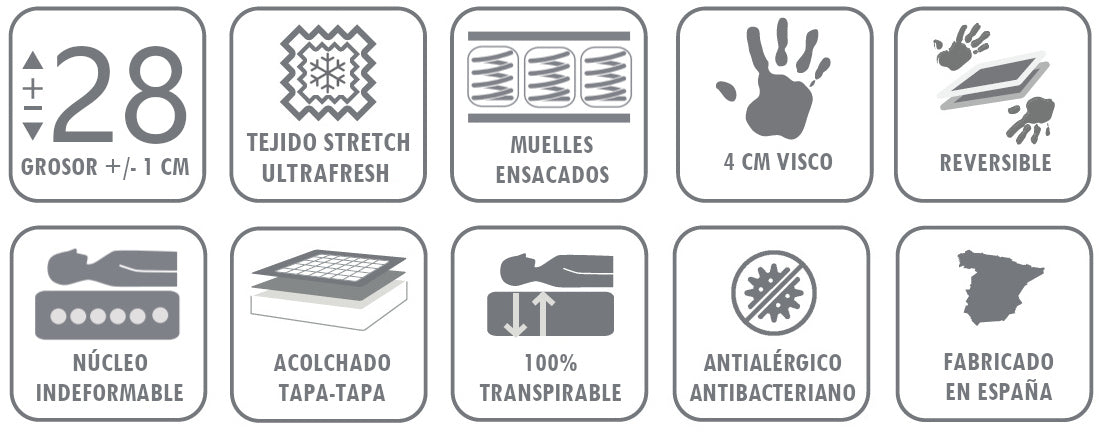 Técnico Colchón TIVOLI Viscoelástica 4CM y Muelles Ensacados