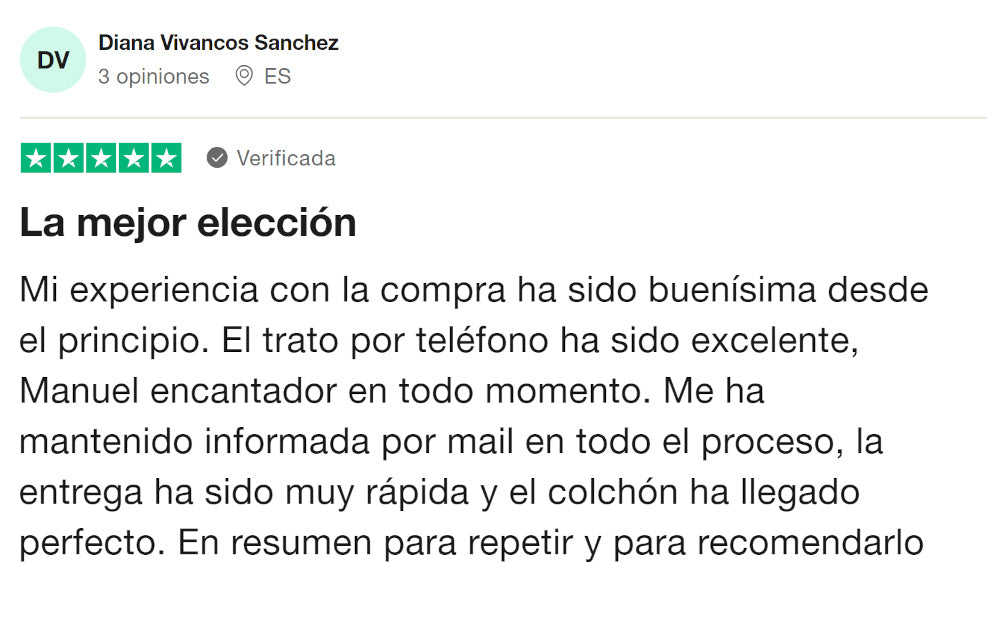 Atencion trato excelente desde el principio Colchoneria F.J Opinion Trustpilot Colchon Canada