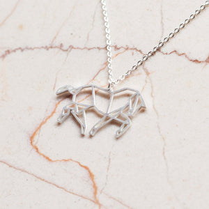 Horse Silver Origami Necklace La Menagerie