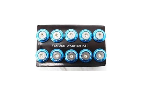 NRG Fender Washer Kit w/Rivets For Metal (Blue) - Set of 10
