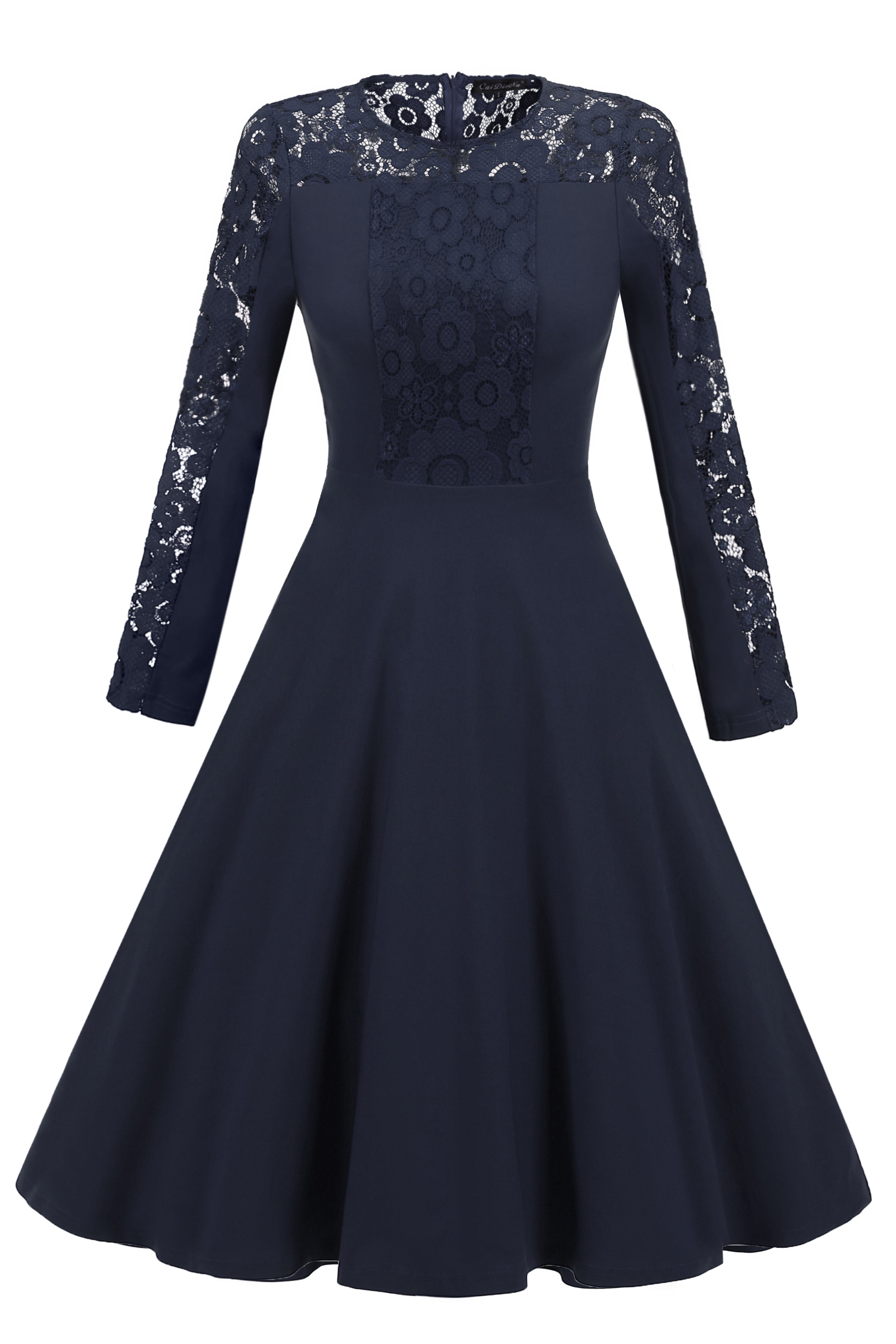 Women's Vintage Laced Long Dress Hapqeelin Retro Elegant Party Dress