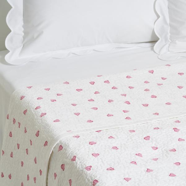 Coeurs Pink Coverlet D Porthault