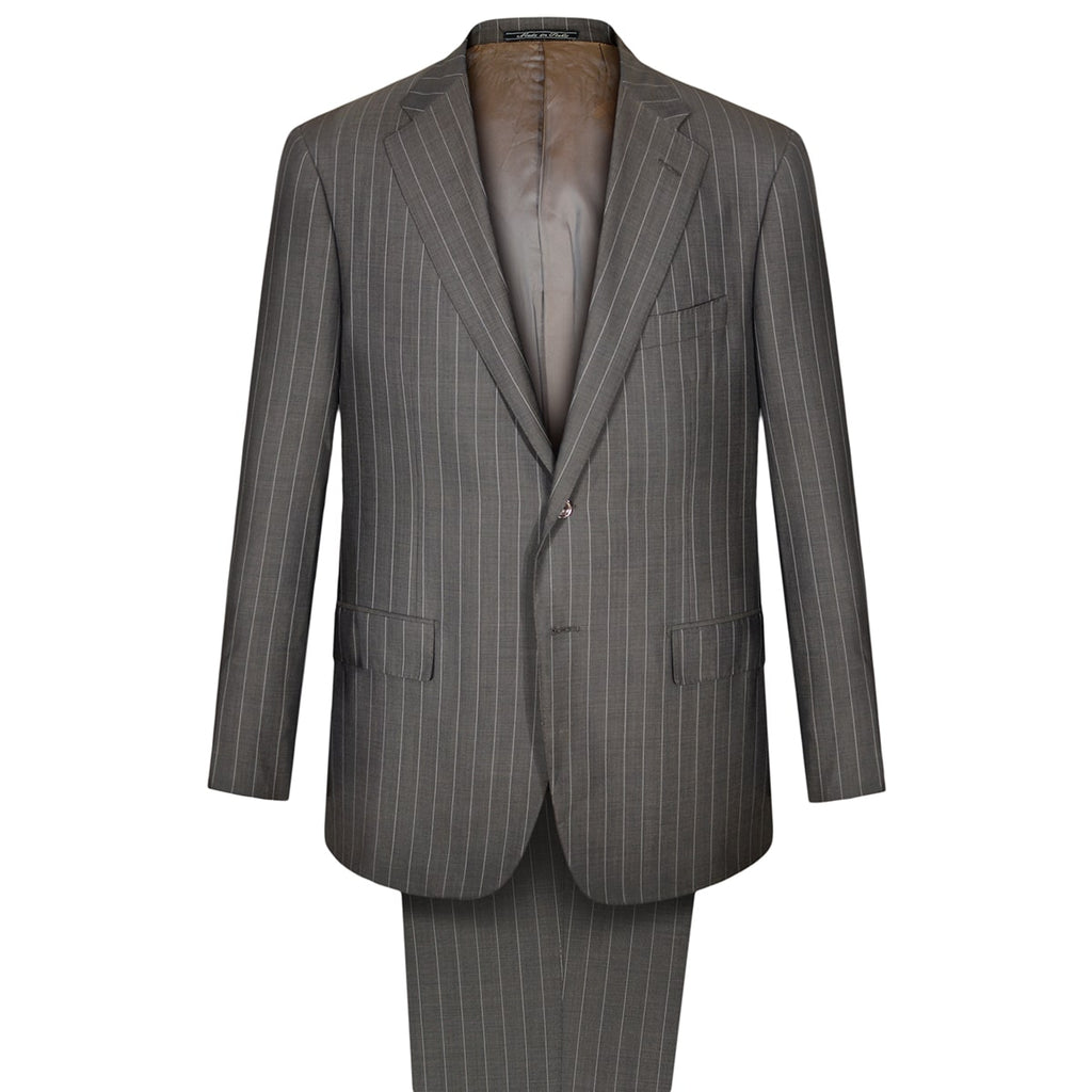CORNELIANI Mens Two Buttons Striped Gray Suit Wool Super 150s Size 52 ...