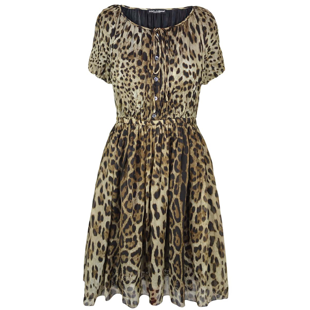 DOLCE & GABBANA Silk Leopard Dress Size 42 8 M – uamax boutique