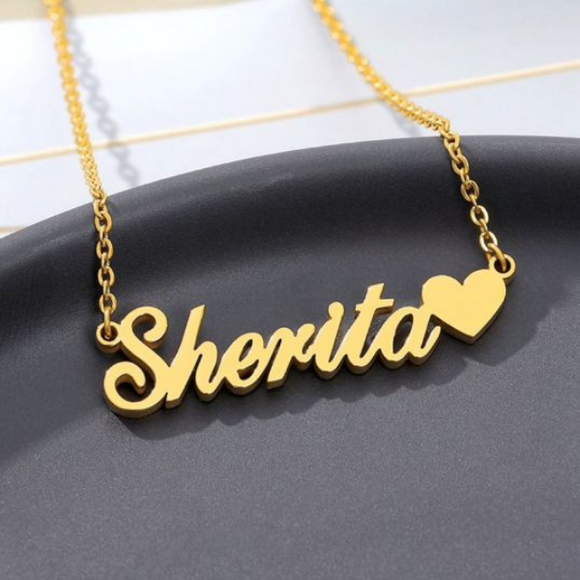 Gold Plated Name Pendant Heart Silvo Souk