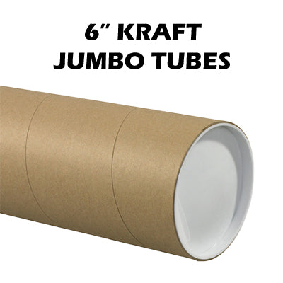 Mailing Tubes with Caps, Jumbo, Round, Kraft, 6 x 36, .125 thick