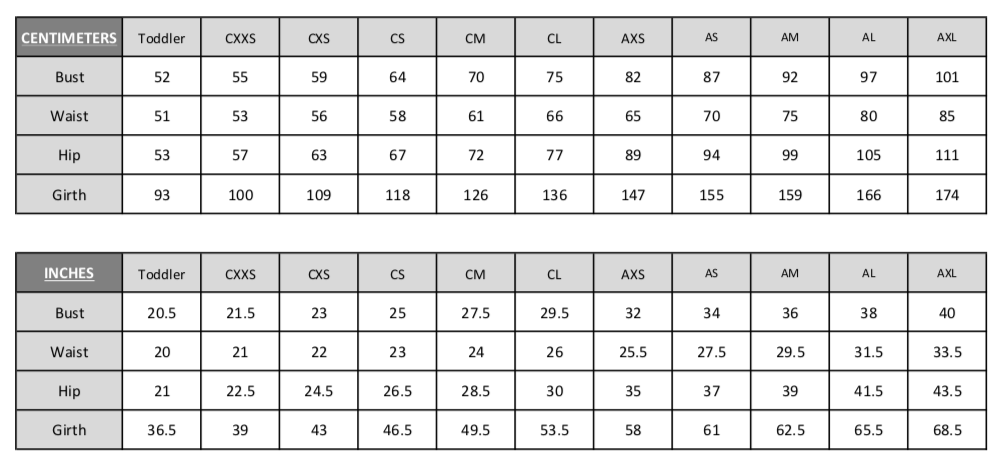 sb size chart