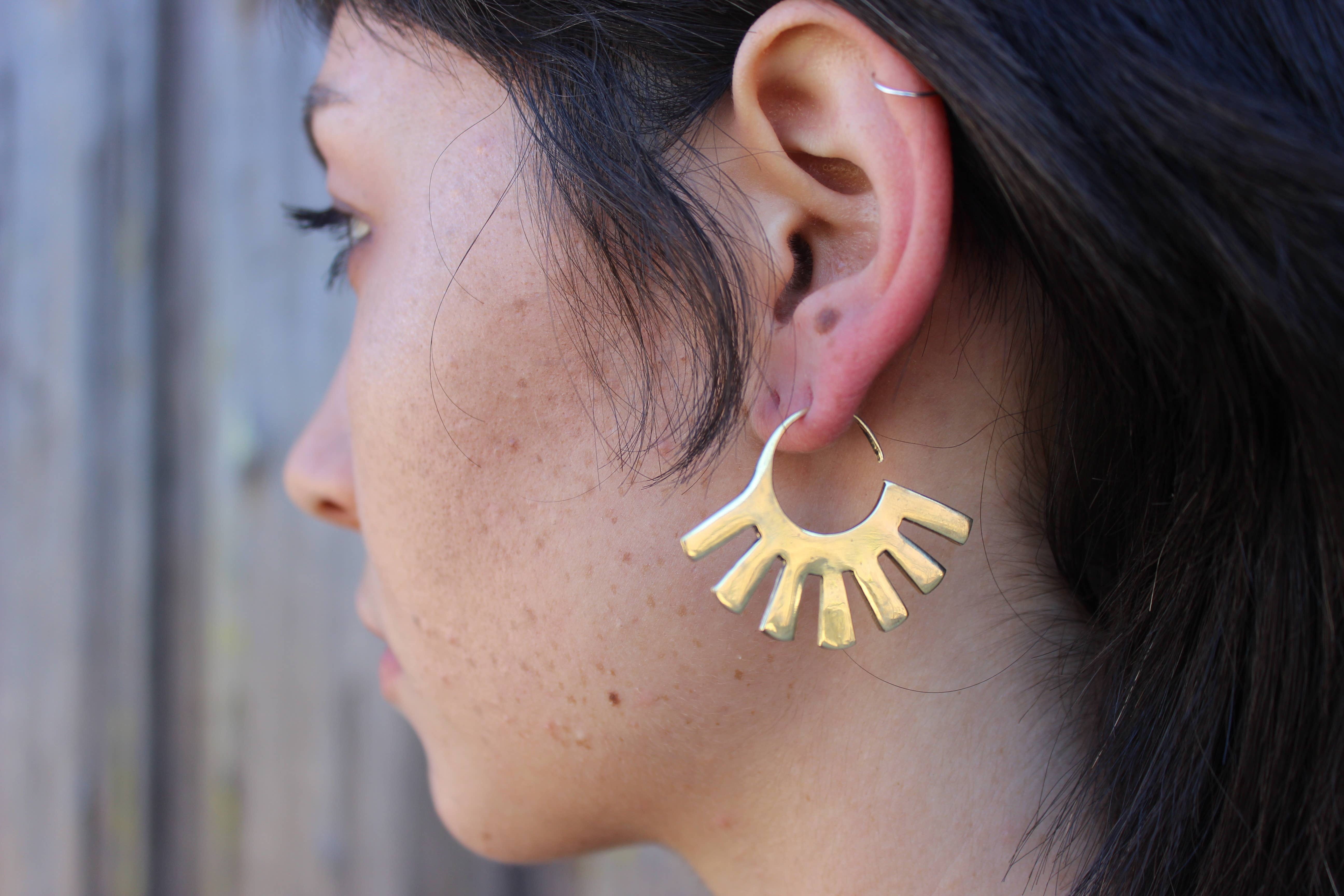 Brass Sun Ray Earrings