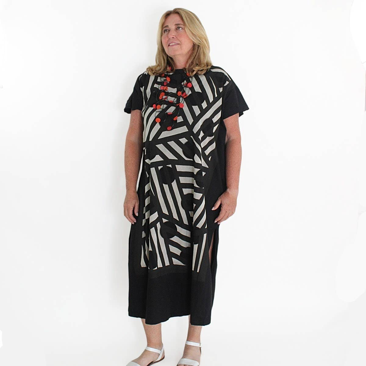 Geometric Stripe & Dot Design Caftan