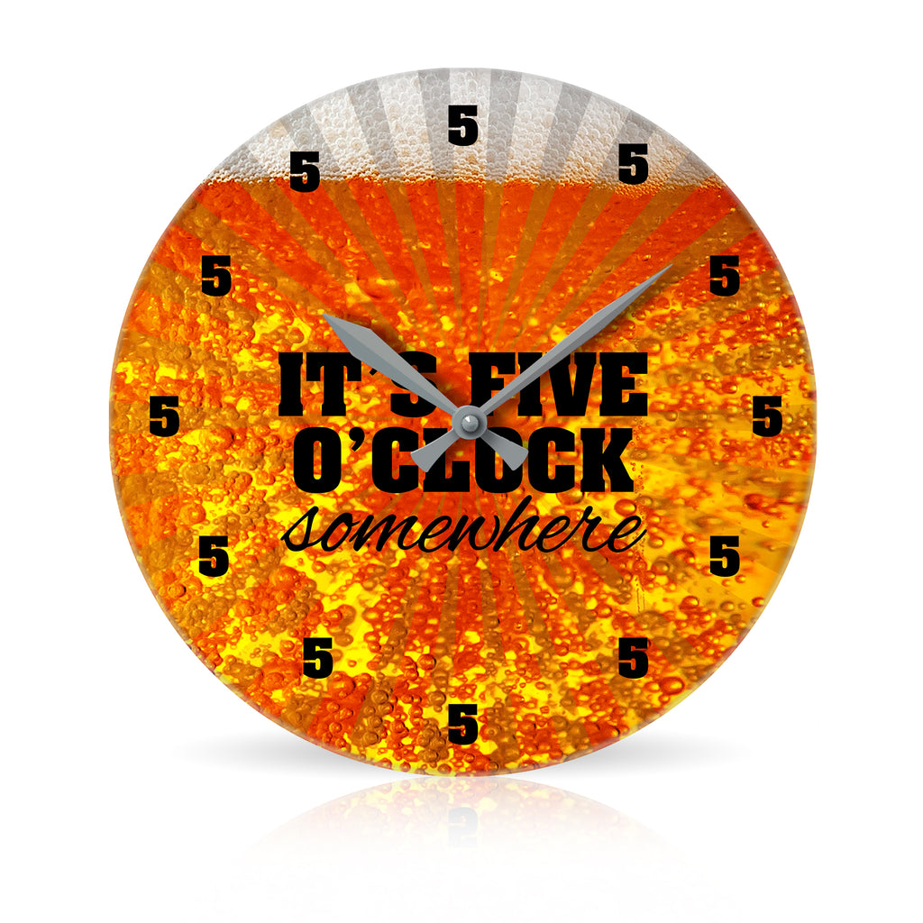 Five Oclock Somewhere Round Acrylic Wall Clock 1075 The Full Color Company