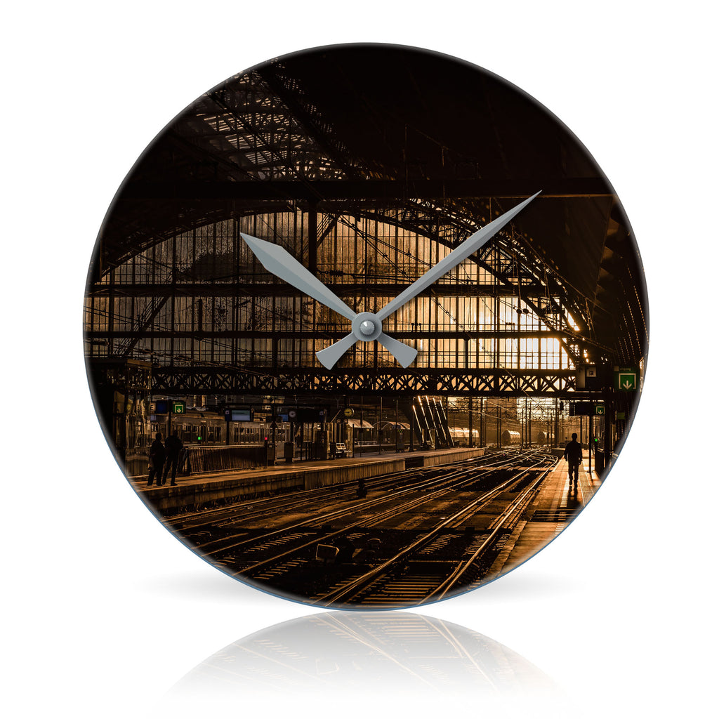 Train Station 1075 Round Acrylic Wall Clock The Full Color Company