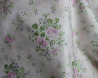 Yuwa cotton fabric green stripe with roses 816921B – Rose Garden