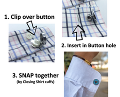 snap on a pair of clipoff cufflinks