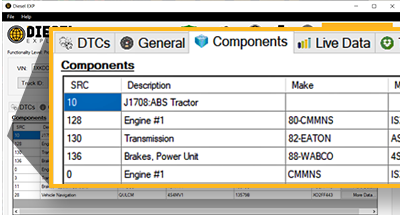 Component Info Screen