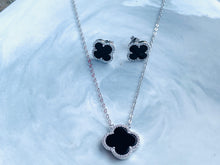 Load image into Gallery viewer, Sterling silver clover necklace and earring set