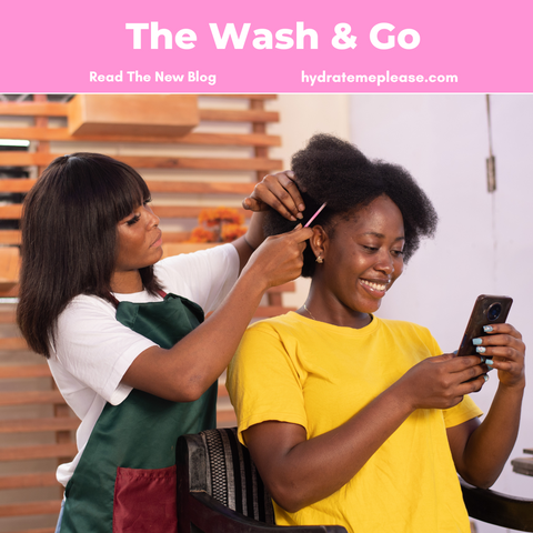 photo of a hair stylist prepping a client for a wash & go