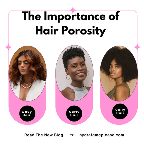 three black women with different natural hair textures featured in a blog about hair porosity