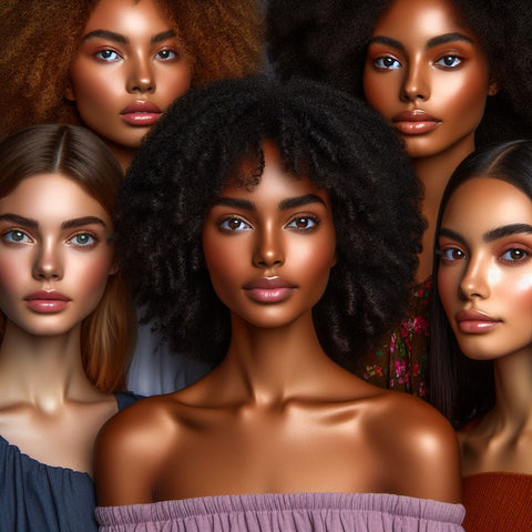 a photo of a group of woman from different nationalities and their different hair types