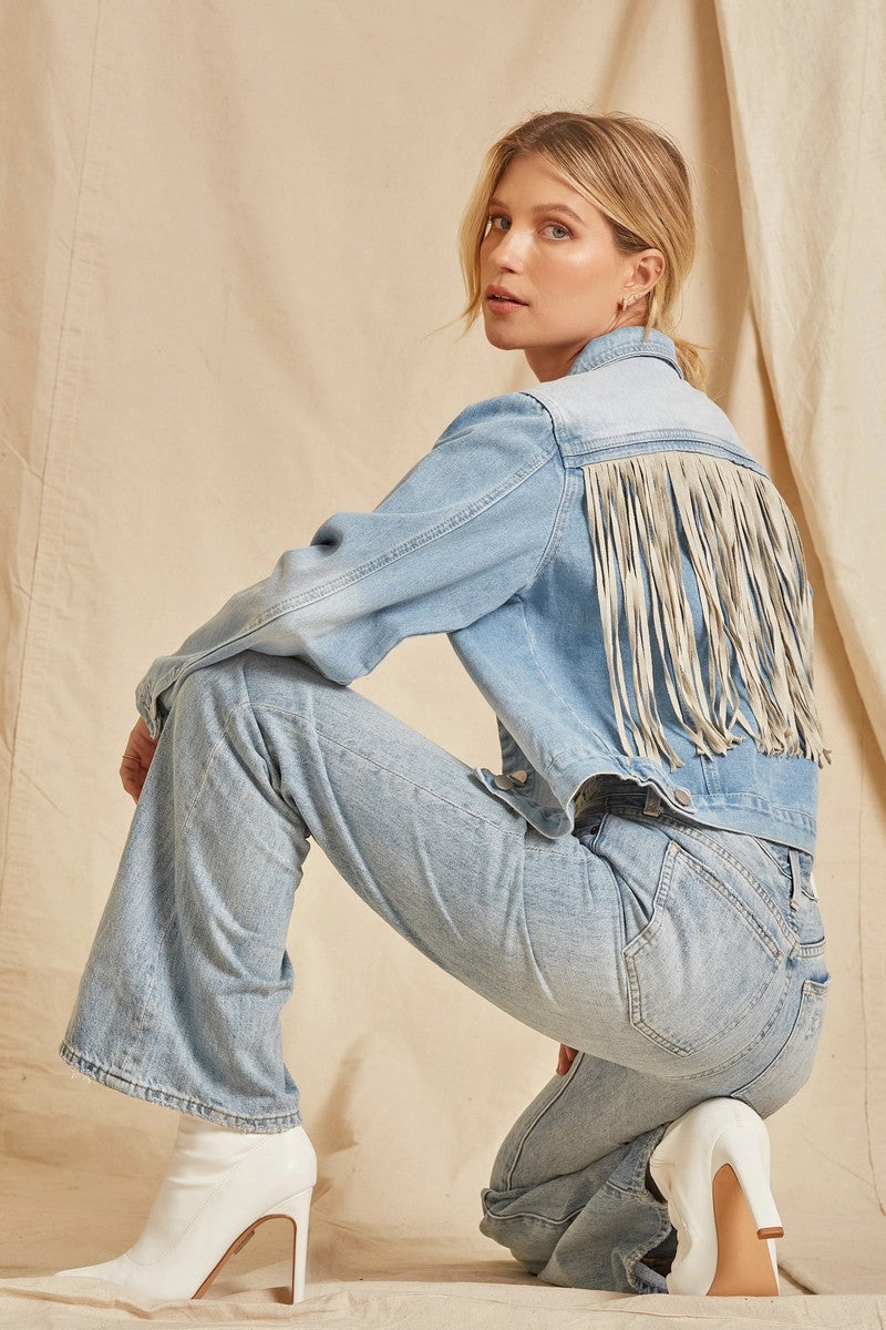 It Girl Denim Jacket with Fringe