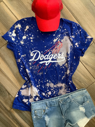 Lulu Grace Designs White La Dodgers Inspired Baseball Jersey: Baseball Fan Gear & Apparel for Women XL / Ladies V-Neck Tee