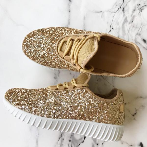 Gold Glitter Glam Sneakers – LuLu Grace Designs