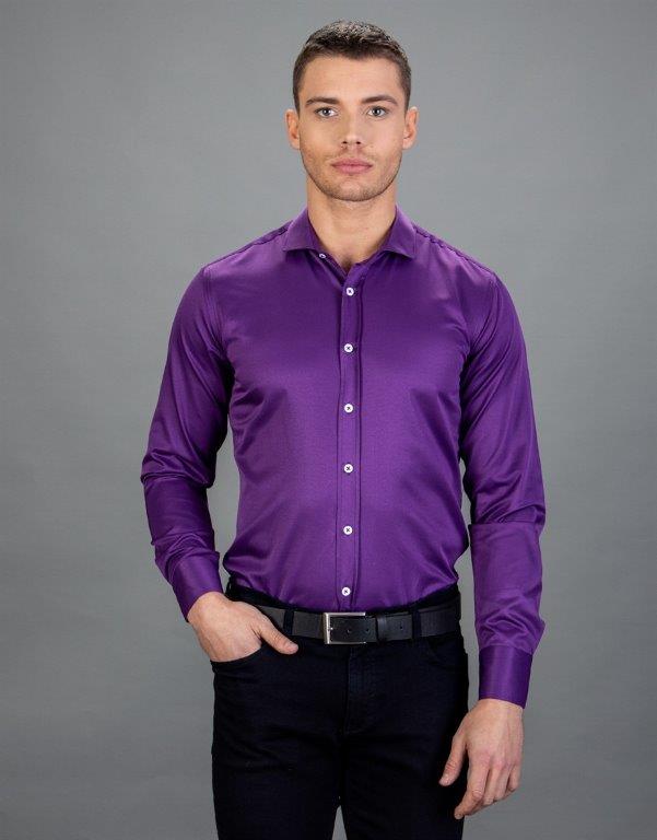 Magenta Color Modern Fit Plain Shirt 