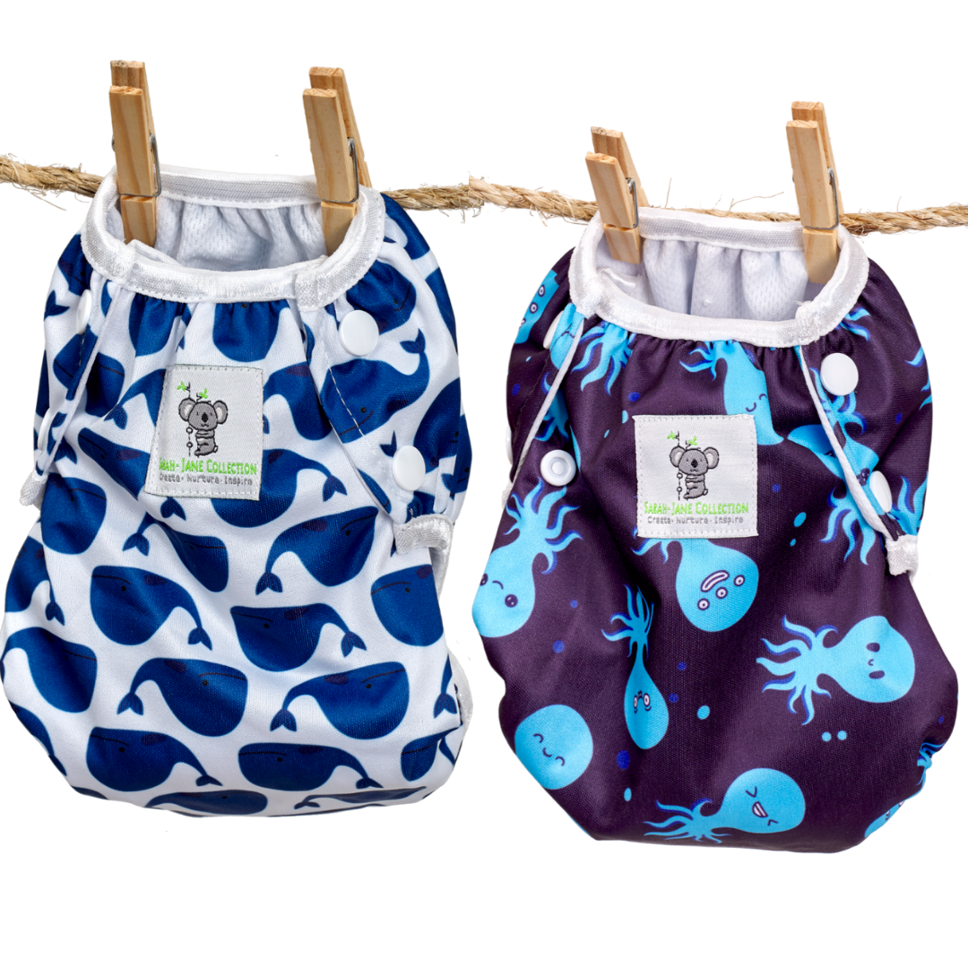 Waterproof Lined Drawstring Swimming Bag – Blue bear – Sarah Jane Designs