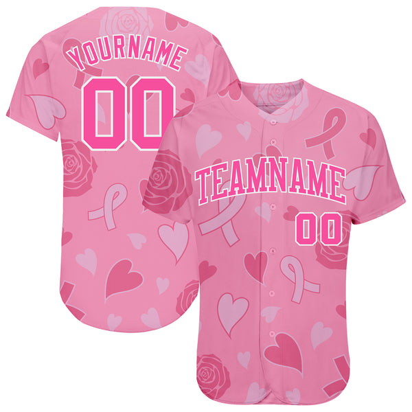 Custom Pink Navy-White Authentic Baseball Jersey Women's Size:S
