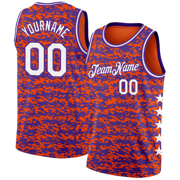 Custom Orange White-Purple Authentic City Edition Basketball Jersey