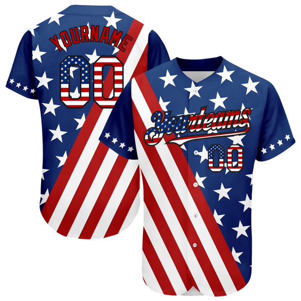 Sale Build Royal Baseball Authentic White Royal Strip American Flag Fashion  Jersey Red – CustomJerseysPro