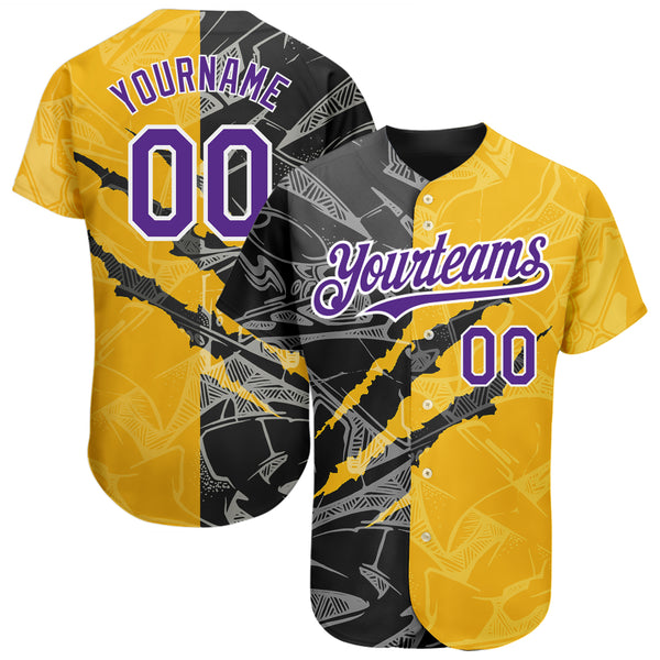 Custom Baseball Jersey Black Midnight Green-Gold 3D Pattern Design Tiger Authentic Men's Size:2XL