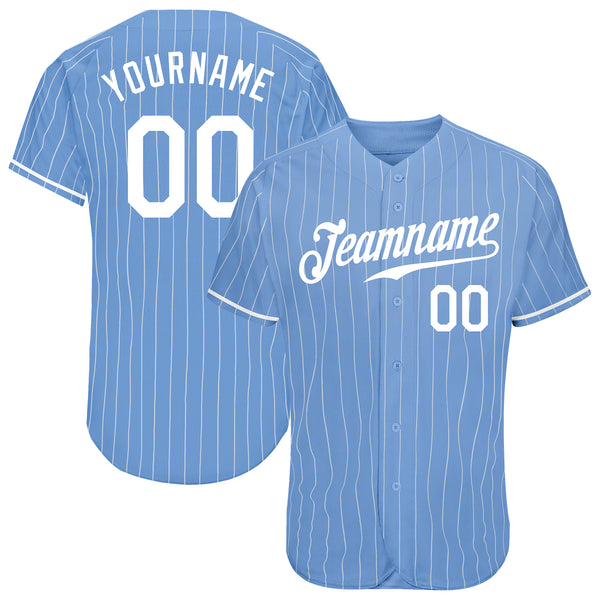 Custom Team White Baseball Authentic Gold Jersey Light Blue