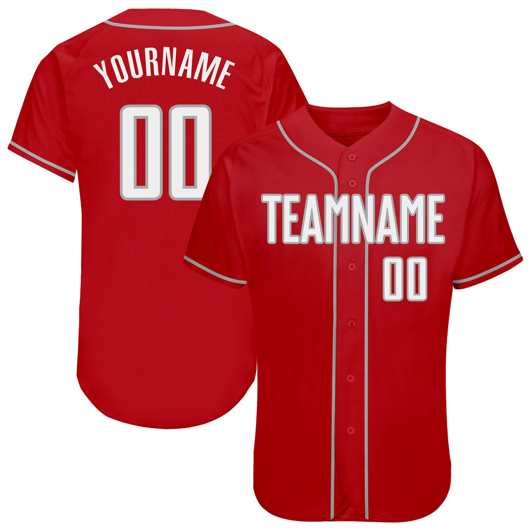 Custom Red White-Gray Authentic Baseball Jersey Discount