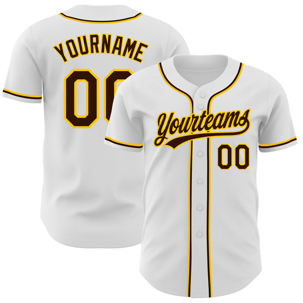 Custom Team Old Gold Baseball Authentic White Jersey Purple