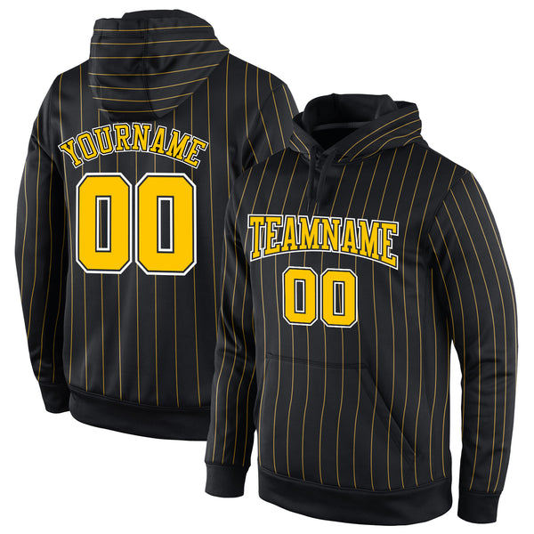 Custom Gray Black Pinstripe Black-Old Gold Authentic Baseball Jersey – Fiitg