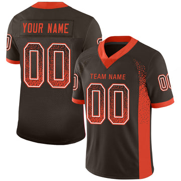 Custom Team Orange Football Authentic Black Mesh Jersey White