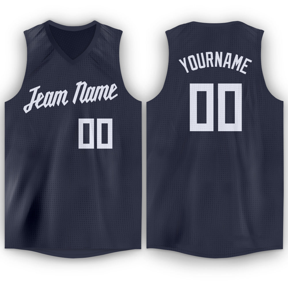 Custom Team Basketball Navy Jersey White