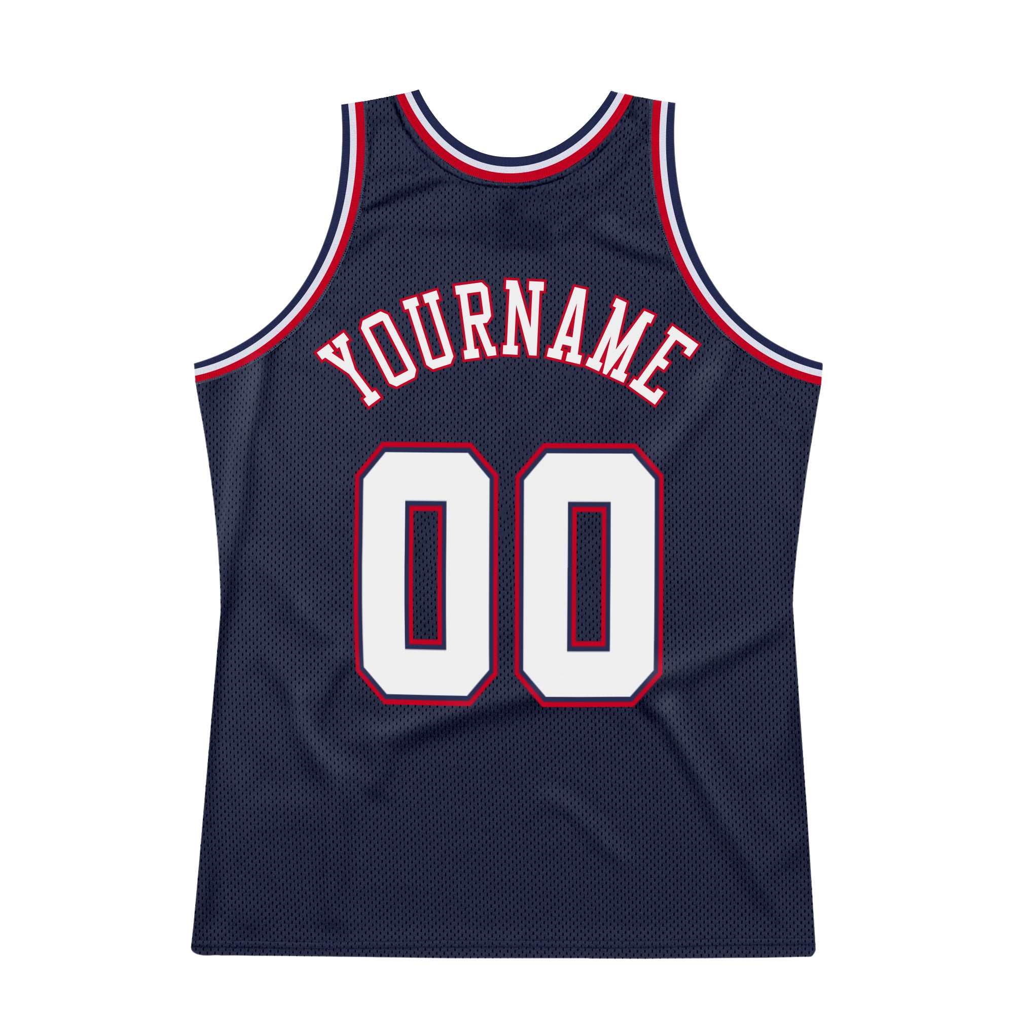 Custom Team Red Basketball Authentic Navy Throwback Jersey White