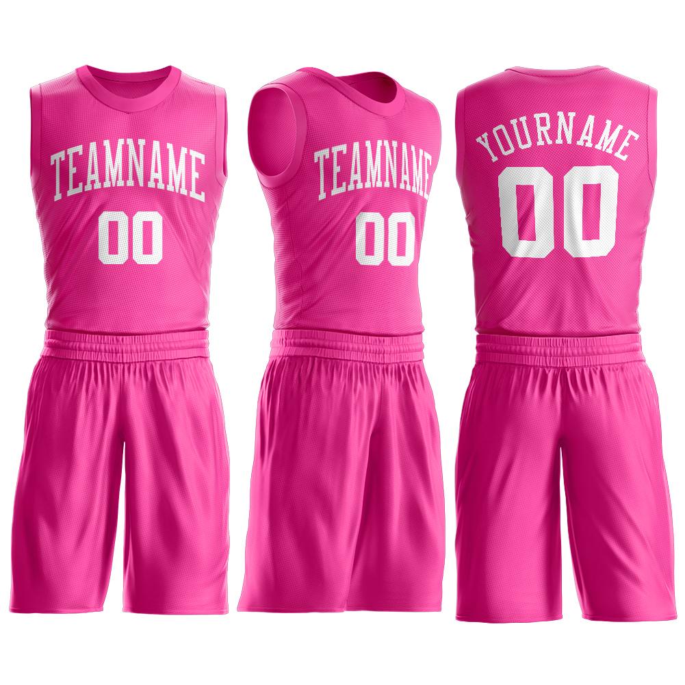 pink and white basketball jersey