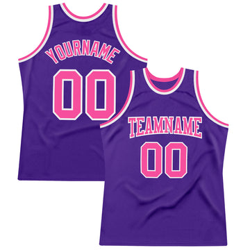 Custom Purple Pink-White Authentic Throwback Basketball Jersey