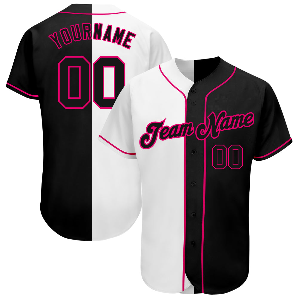 Custom Team Pink Baseball Authentic White Split Fashion Jersey Black