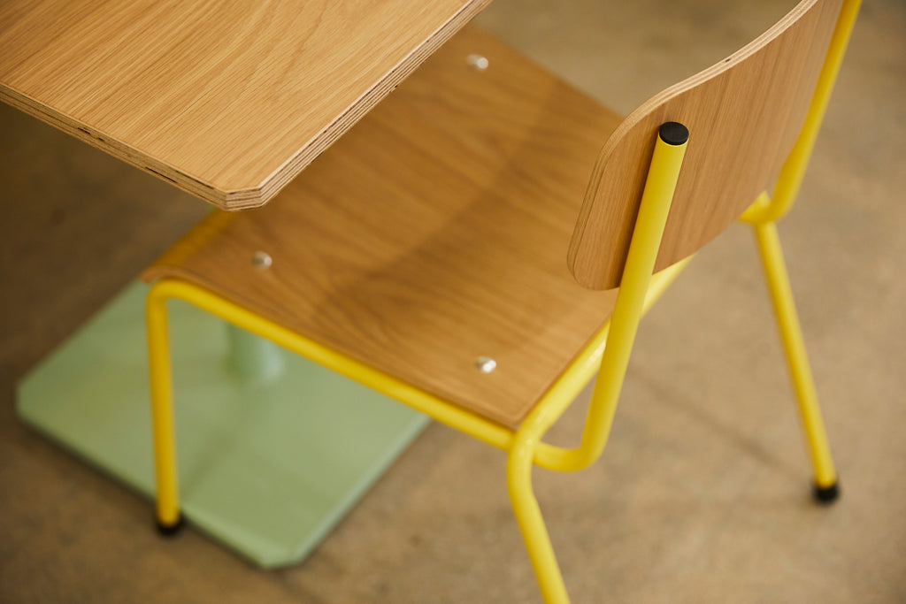 RAD Furniture White Oak School Chair and Cafe Table