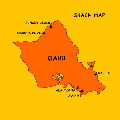 Map of Sunrise Shack locations on Oahu, Hawaii