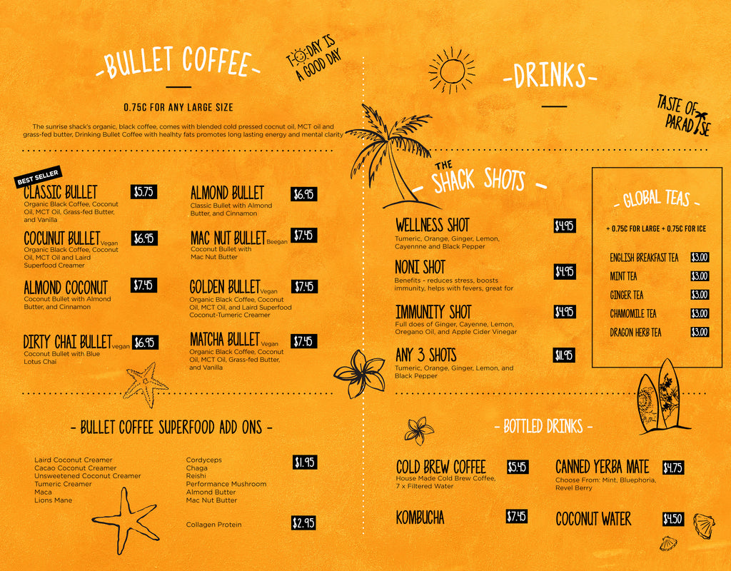 Sunrise Shack Menu Kailua Hawaii