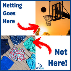 Infograph showing swim shorts and a basketball hoop.