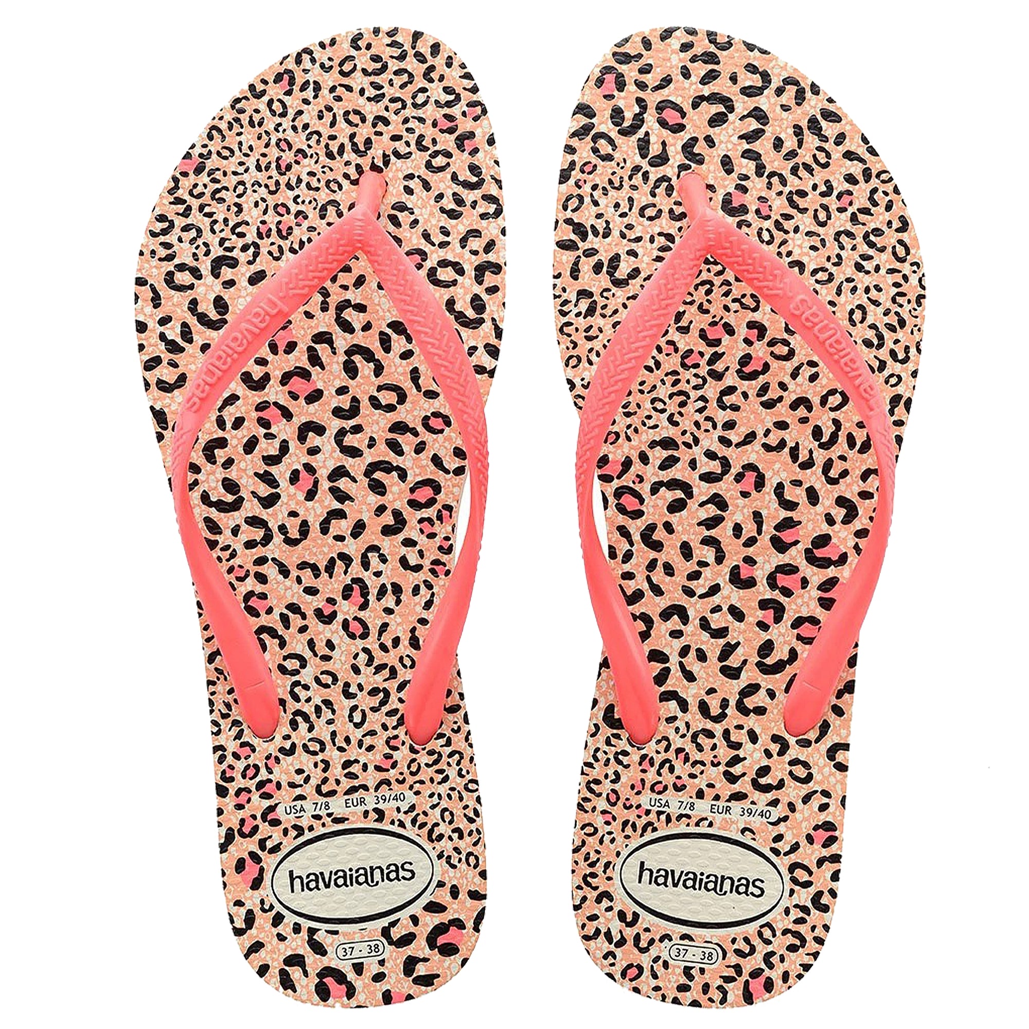 Animal Print Flip Flops Coral