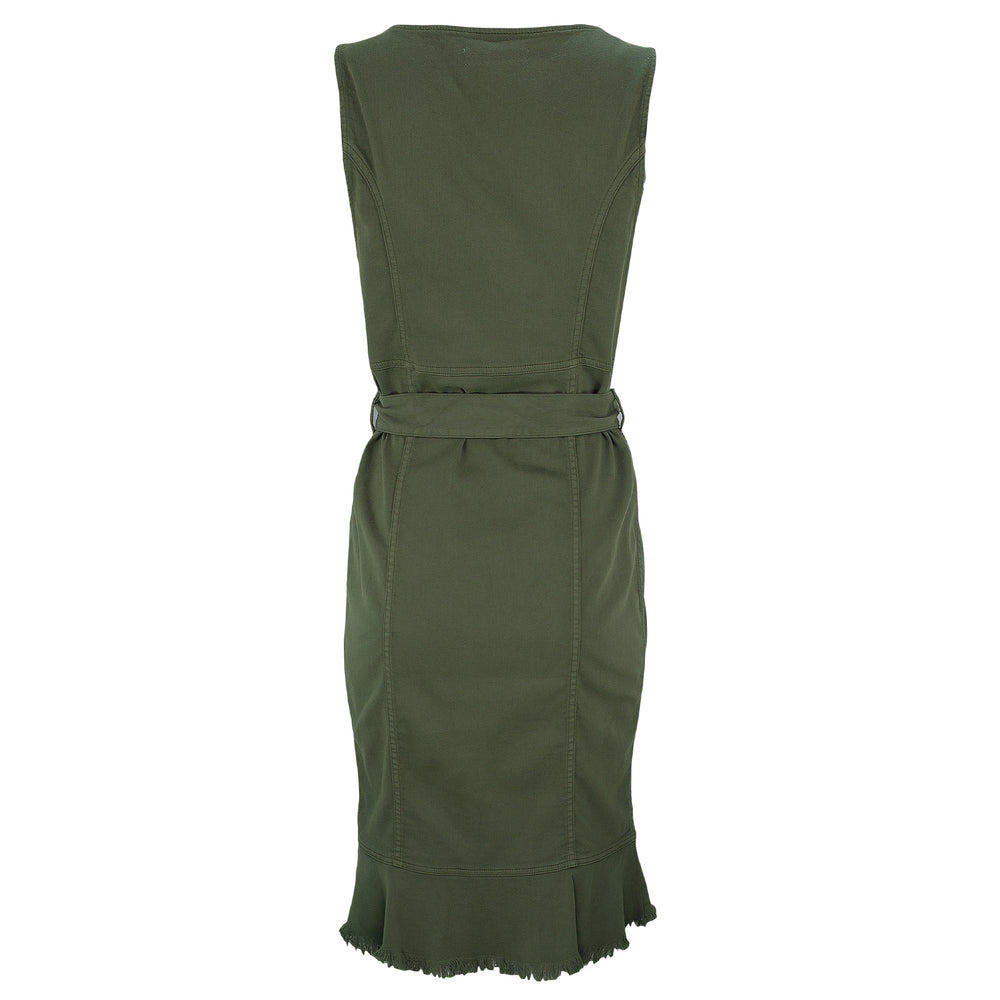 Ruby Fitted Denim Dress Olive