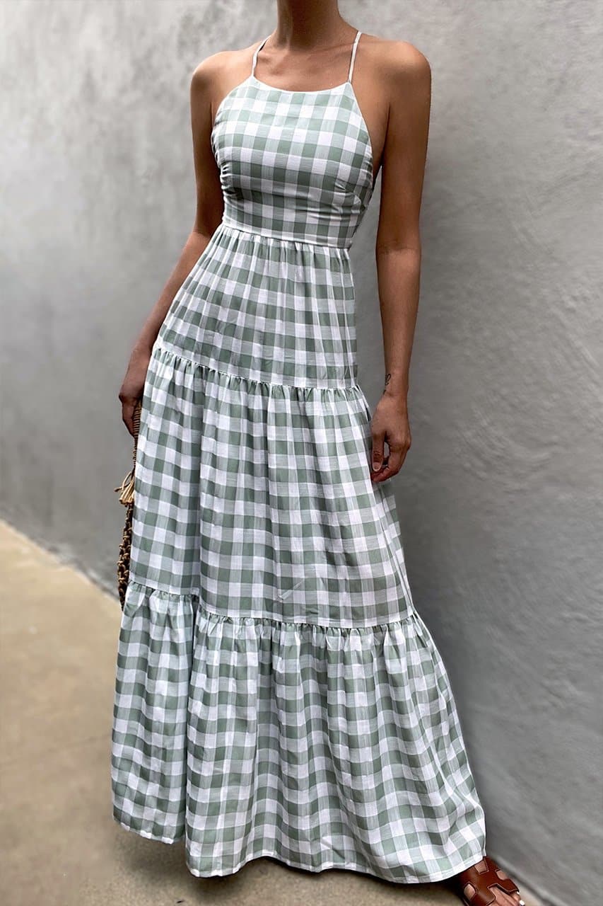 Remy Maxi Dress Sage Check