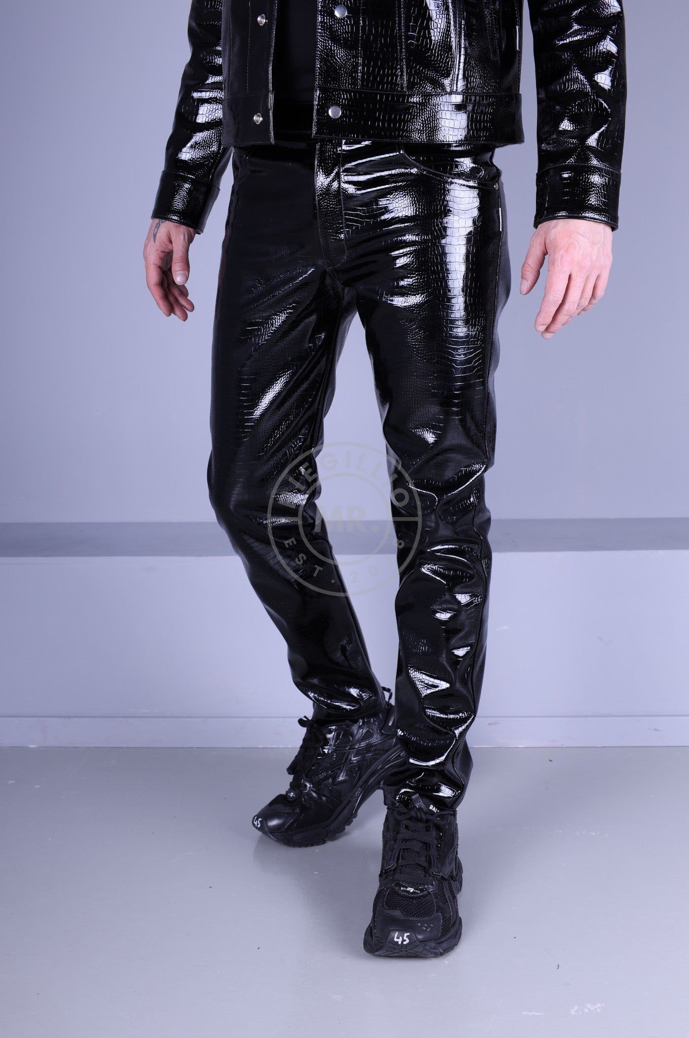 Heavy PVC Snake Print Pants by MR. Riegillio